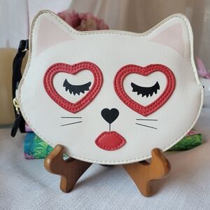 Luv Betsey White Cat Face Wristlet